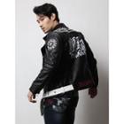 Belted Studded Zip-detail Rider Jacket