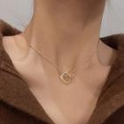Geometric Pendant Stainless Steel Choker 1 Piece - Necklace - Square - Gold - One Size