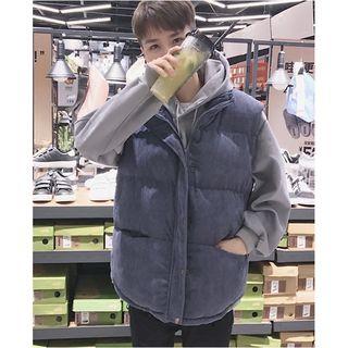 Stand Collar Padded Corduroy Vest