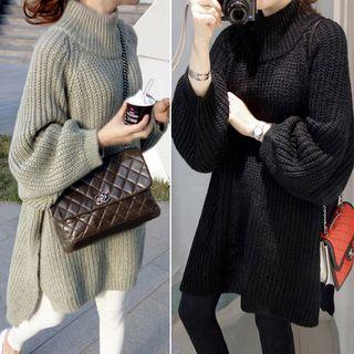 Long-sleeve Turtleneck Chunky Knit Dress
