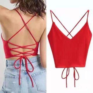 Cross-back Knit Camisole Top