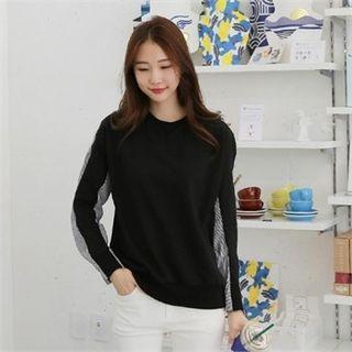Round-neck Stripe-panel Back Pullover