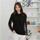 Round-neck Stripe-panel Back Pullover