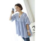 Puff-sleeve Stripe Tunic