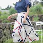 Patterned Linen Blend Skirt