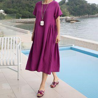 Ruched Long Trapeze Dress