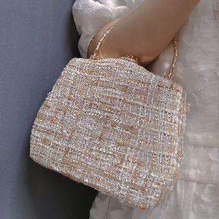 Tweed Clasp Handbag Champagne - One Size
