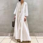 Long-sleeve Lace Maxi Shift Dress White - One Size