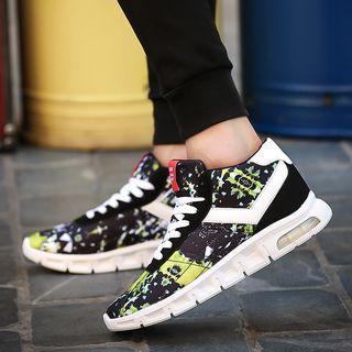 Paneled Printed Lace-up Sneakers