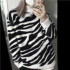 Zebra Print Sweater Black & White - One Size