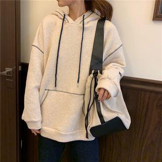 Contrast Trim Hoodie Oatmeal - One Size