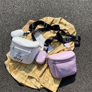 Set: Lettering Crossbody Bag + Zip Pouch