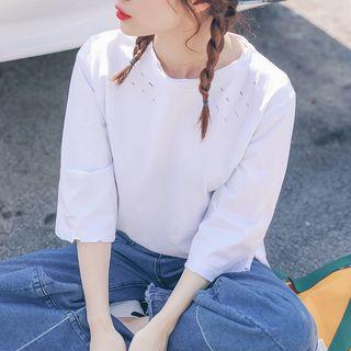 3/4-sleeve T-shirt White - One Size