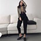 Set: Double-breasted Plaid Shirt + Tapered Dress Pants