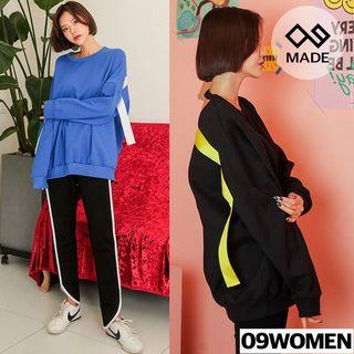 Plus Size Cutout-back Taping Sweatshirt