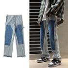 Patch Print Straight Leg Jeans