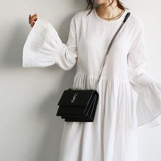 Ruffle-cuff A-line Long Dress