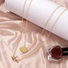 Cloud & Plane Layered Necklace Gold - One Size