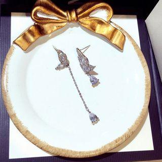 Rhinestone Non-matching Sterling Silver Earring