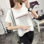 Contrast Trim Applique Short-sleeve T-shirt