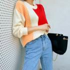 Color-block Drop-shoulder Knit Top