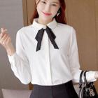 Bowtie-accent Fleece-lined Shirt