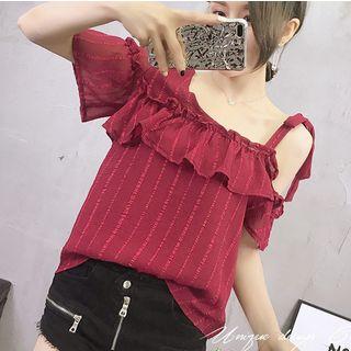 One Shoulder Chiffon Blouse