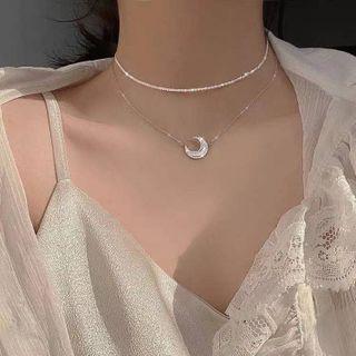 Star / Moon Pendant Sterling Silver Choker
