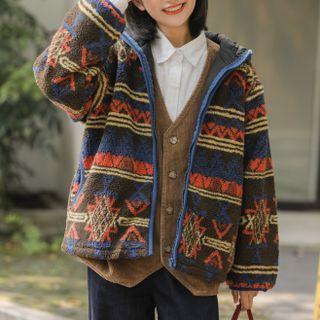 Pattern Hooded Zip Jacket