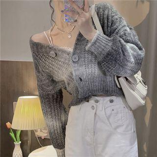 Rainbow-gradient Loose-fit Cropped Cardigan