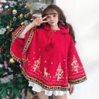 Christmas Pattern Hooded Poncho