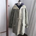 Hooded Striped Single Breasted Coat