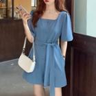 Square-neck Wide-leg Romper