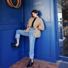 Turn-up Hem Washed Wide-leg Jeans