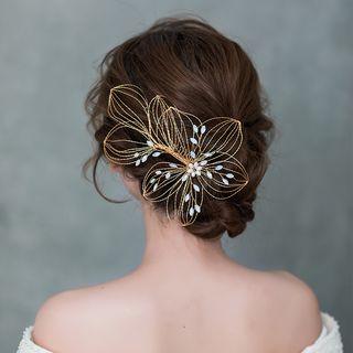 Wedding Flower Hair Comb Gold - One Size