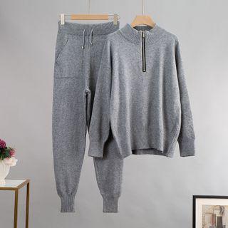 Set: Half-zip Sweater + Knit Sweatpants