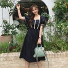 Square-neck Contrast-trim Dress