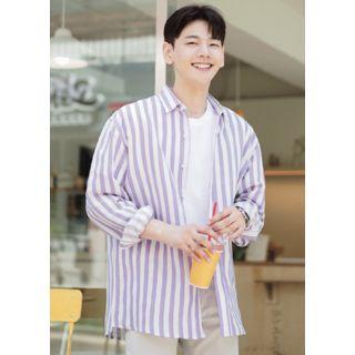 Linen Blend Striped Loose-fit Shirt