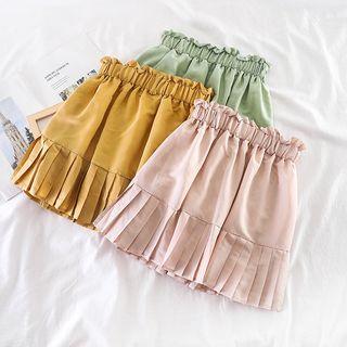 High-waist Ruffle-trim Pleated Skirt