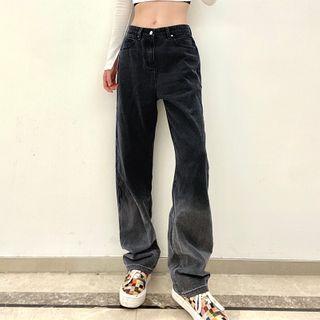 High-waist Gradient Straight Leg Jeans