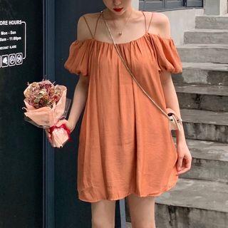 Off-shoulder Lantern-sleeve Dress