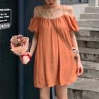 Off-shoulder Lantern-sleeve Dress