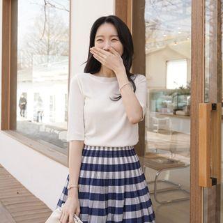Boatneck Slim-fit Knit Top