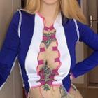 Long-sleeve Lace Up Paneled T-shirt