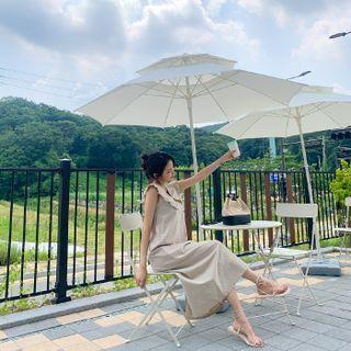 Sleeveless Wide-collar Frilled Maxi Dress