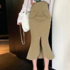 High-waist Split Hem Midi Skirt