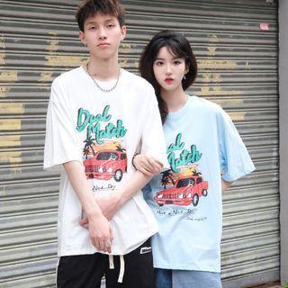 Short Sleeve Couple Matching Print T-shirt