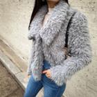 Wide-collar Faux-fur Cropped Jacket