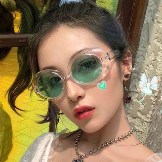Retro Oval Glitter Resin Sunglasses