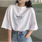 Short-sleeve Zip Printed T-shirt